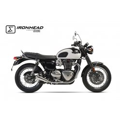 TRIUMPH BONNEVILLE T100 / BLACK 18-20 (DB01) OVC11SS SLIP ON (LEFT MUFFLER) - IRONHEAD CONICAL MATT INOX