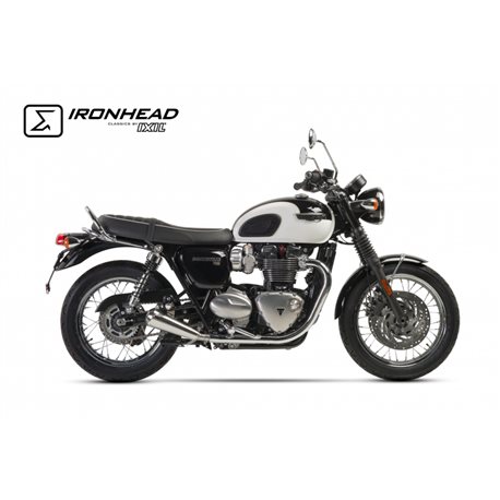 TRIUMPH BONNEVILLE T100 / BLACK 18-20 (DB01) OVC11SS SLIP ON (LEFT MUFFLER) - IRONHEAD CONICAL MATT INOX
