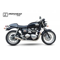 TRIUMPH THRUXTON 865 04-15 OVC11SS SLIP ON (LEFT MUFFLER) - IRONHEAD CONICAL MATT INOX