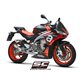 APRILIA TUONO 660 (2021 - 2024) Línea de escape completa 2-1 acero inoxidable, con escape CR-T carbono con malla antipiedras